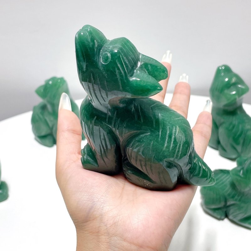 5 Pieces Green Aventurine Wolf Carving - Wholesale Crystals