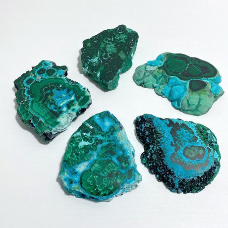 5 Pieces High Quality Beautiful Chrysocolla Mixed Malachite Slab Specimen 2 - Wholesale Crystals
