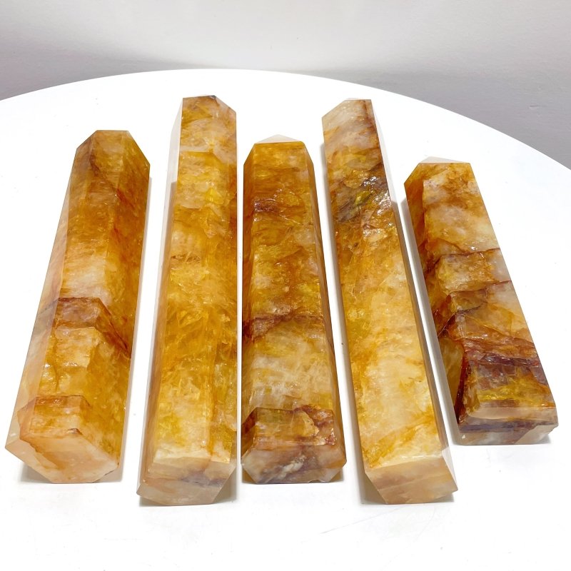 5 Pieces Large Beautiful Fire Quartz High Quality Tower - Wholesale Crystals