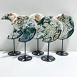 5 Pieces Large Geode Green & Pink Moss Agate Moon With Stand -Wholesale Crystals