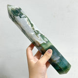 5 Pieces Large Green Moss Agate Points -Wholesale Crystals