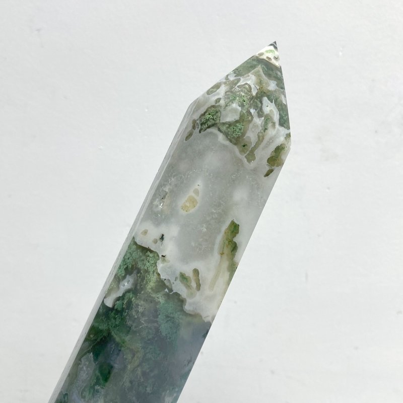 5 Pieces Large Green Moss Agate Points -Wholesale Crystals