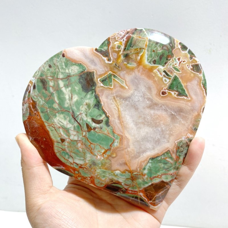 5 Pieces Large Money Agate Heart With Stand -Wholesale Crystals