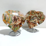 5 Pieces Large Money Agate Heart With Stand -Wholesale Crystals