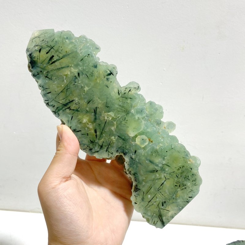 5 Pieces Large Natural Prehnite Tower Raw Side -Wholesale Crystals