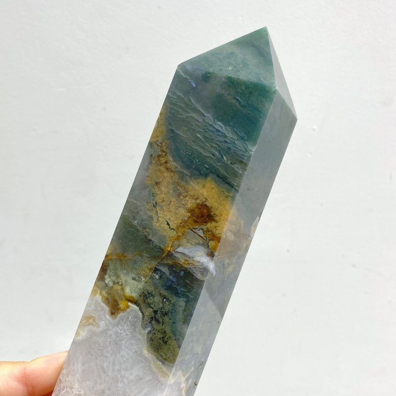 5 Pieces Moss Agate Four - Sided Tower Points - Wholesale Crystals
