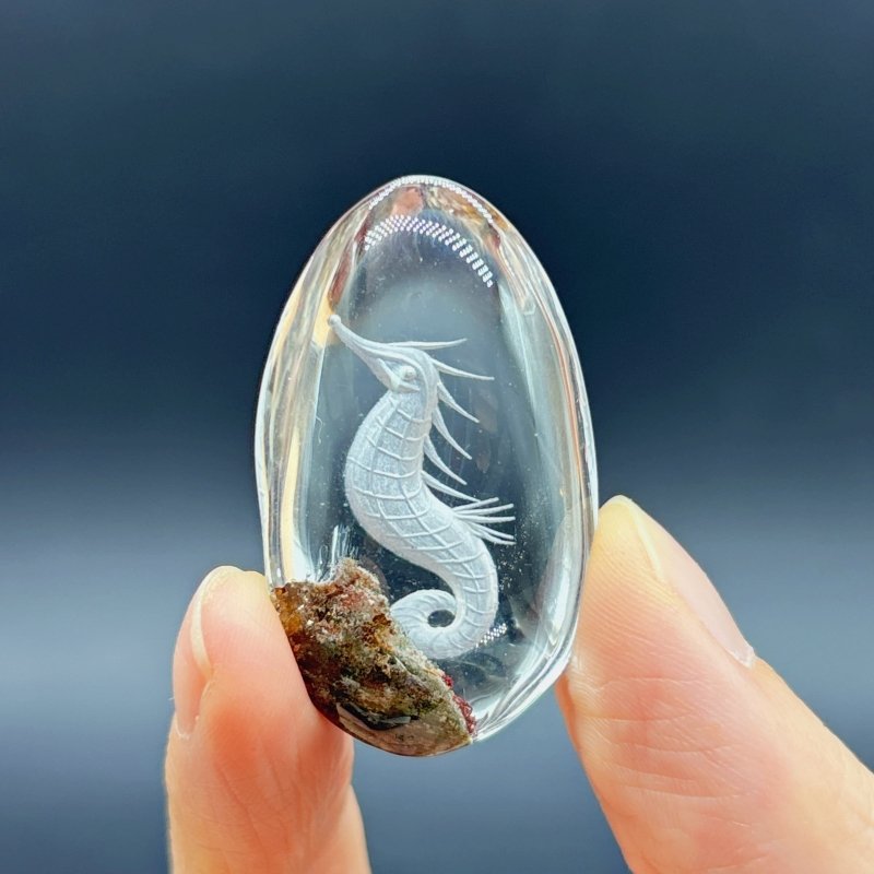 5 Pieces Seahorse Garden Quartz Inner Scene Carving - Wholesale Crystals
