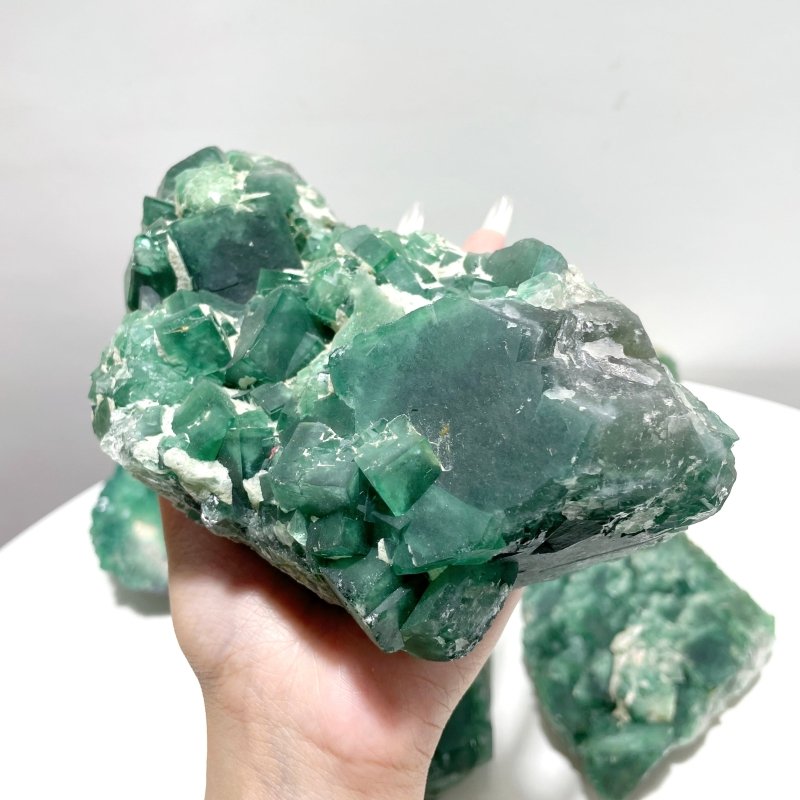 5 Pieces Unique Green Fluorite Raw Specimen Cubic Stone - Wholesale Crystals