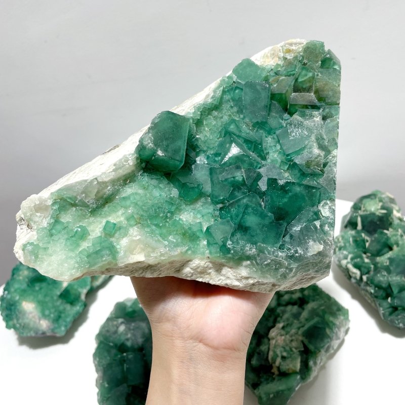 5 Pieces Unique Green Fluorite Raw Specimen Cubic Stone - Wholesale Crystals