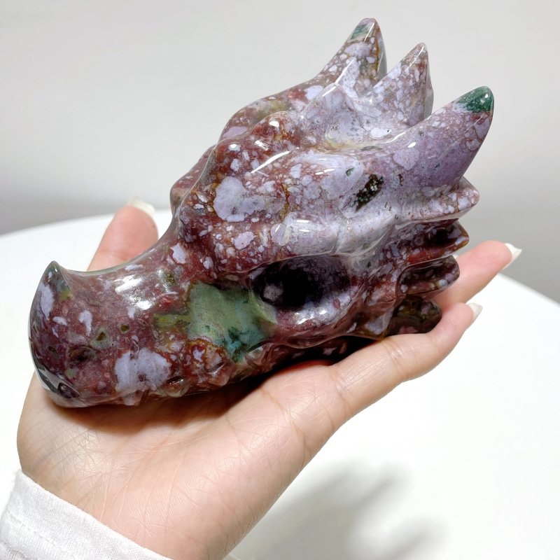 5 Pieces Unique Ocean Jasper Dragon Head Carving - Wholesale Crystals