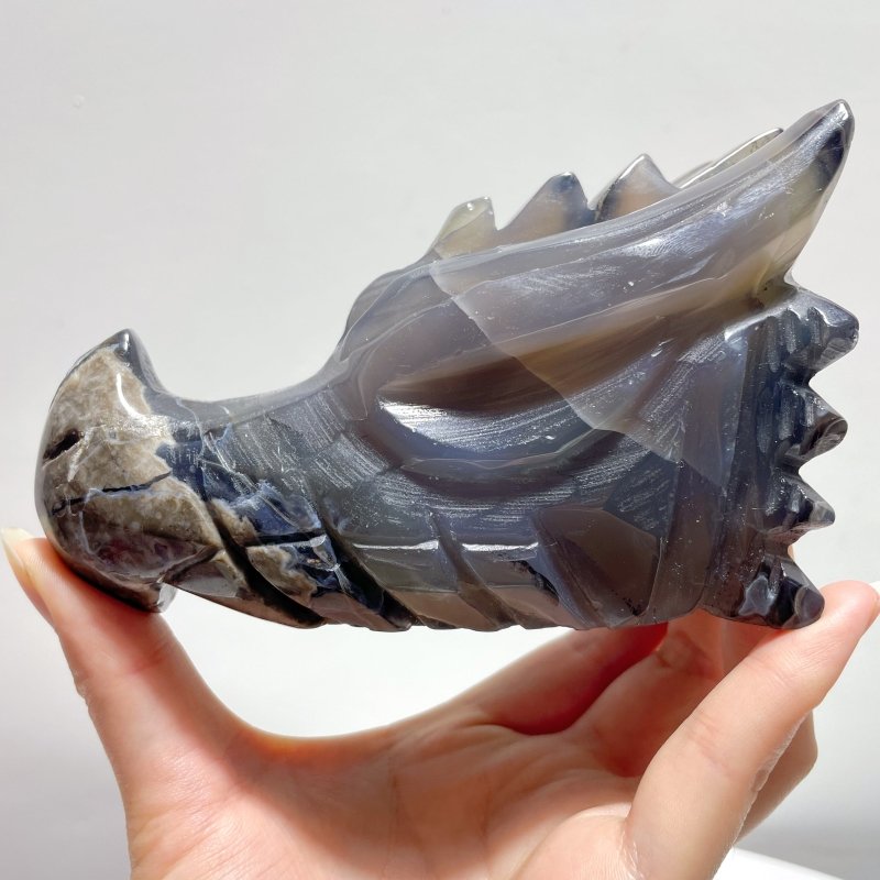 5 Pieces Volcanic Agate Dragon Head Carving(UV - Reactive) - Wholesale Crystals