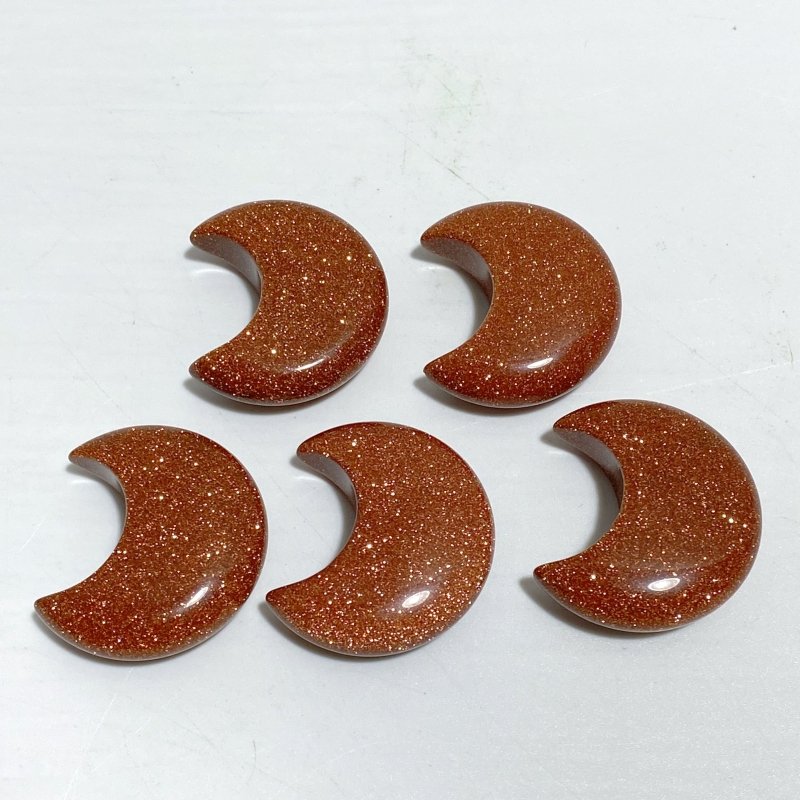 5 Types 3CM Moon Carving Wholesale Africa Blood Stone Blue Sandstone -Wholesale Crystals