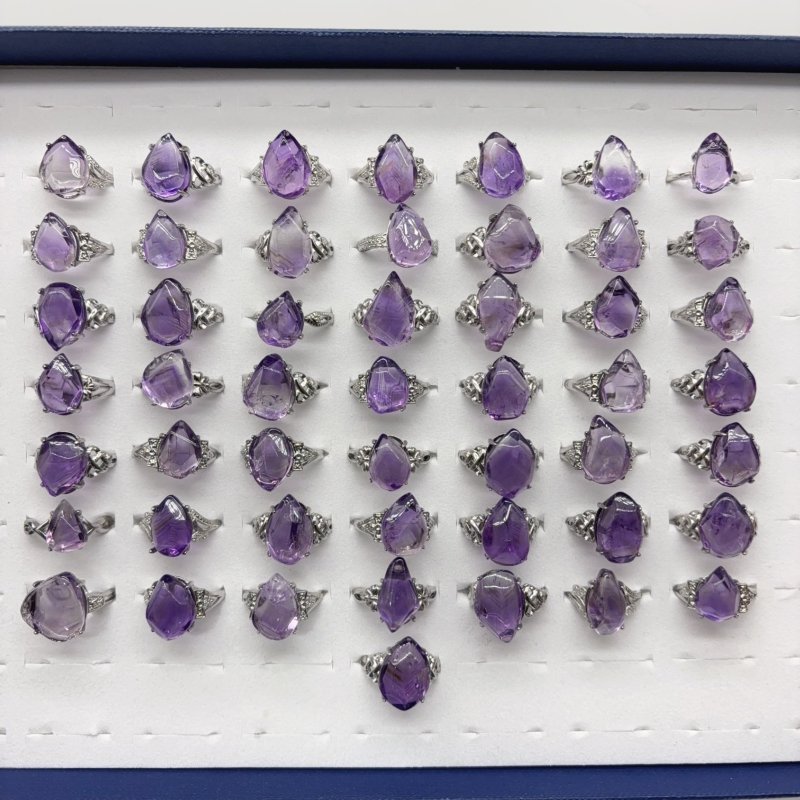 50 Pieces Freeform Amethyst Different Styles Ring - Wholesale Crystals