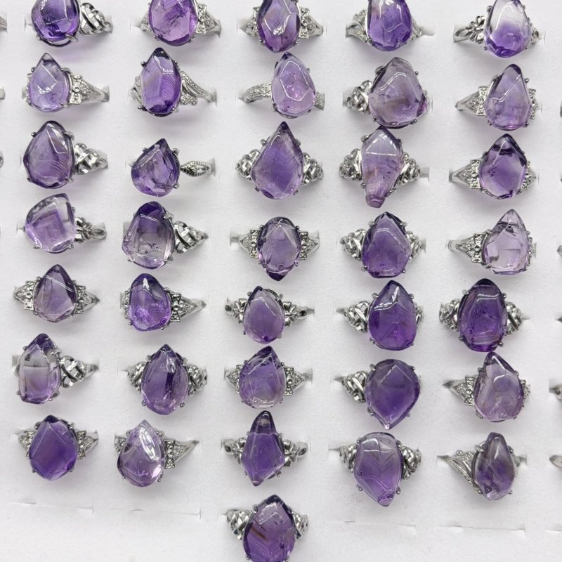 50 Pieces Freeform Amethyst Different Styles Ring - Wholesale Crystals