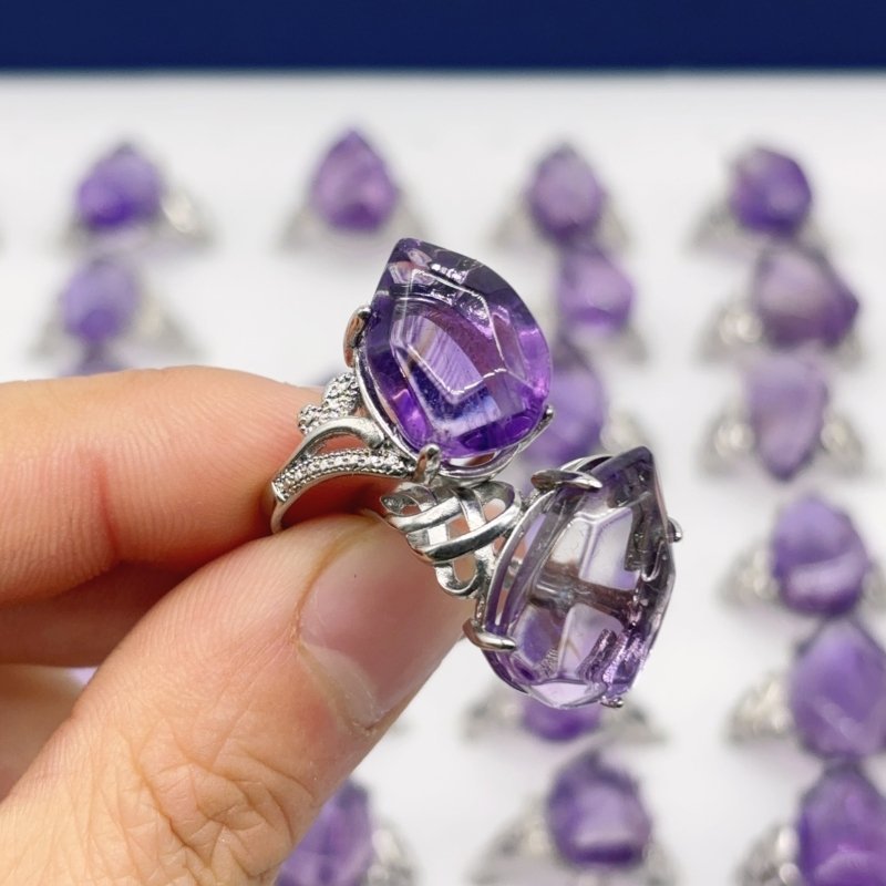 50 Pieces Freeform Amethyst Different Styles Ring - Wholesale Crystals