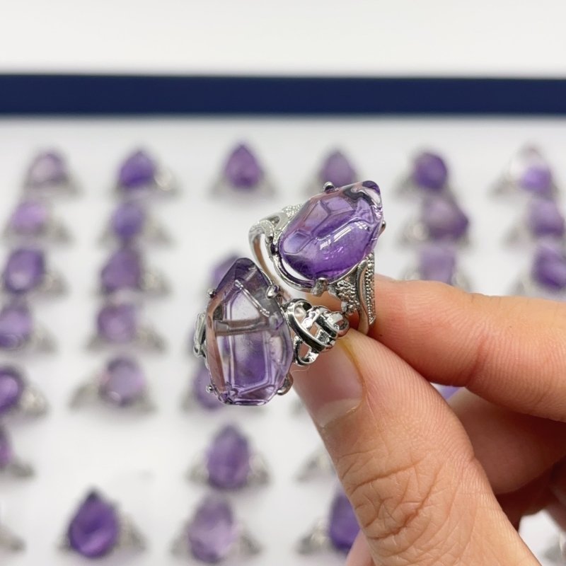 50 Pieces Freeform Amethyst Different Styles Ring - Wholesale Crystals