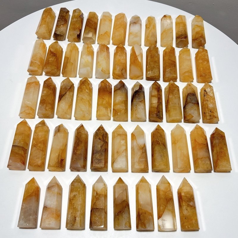 52 Pieces High Quality Fat Golden Hematiod Quartz Tower Points Fire Quartz - Wholesale Crystals