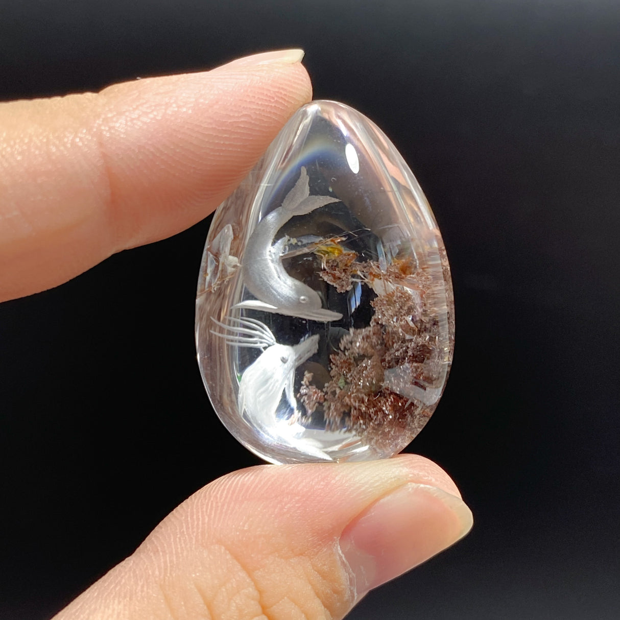 4 Pieces Dolphin Garden Quartz Inner Scene Carving