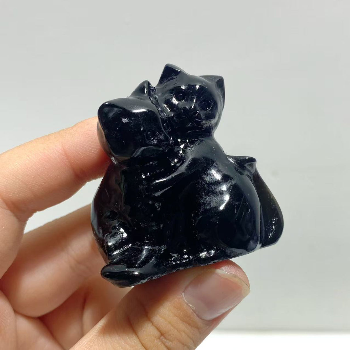 Obsidian Green Jade Cuddle Cat Carving Wholesale