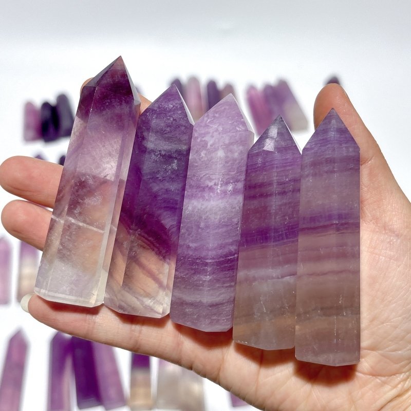 58 Pieces Purple Fluorite Points -Wholesale Crystals
