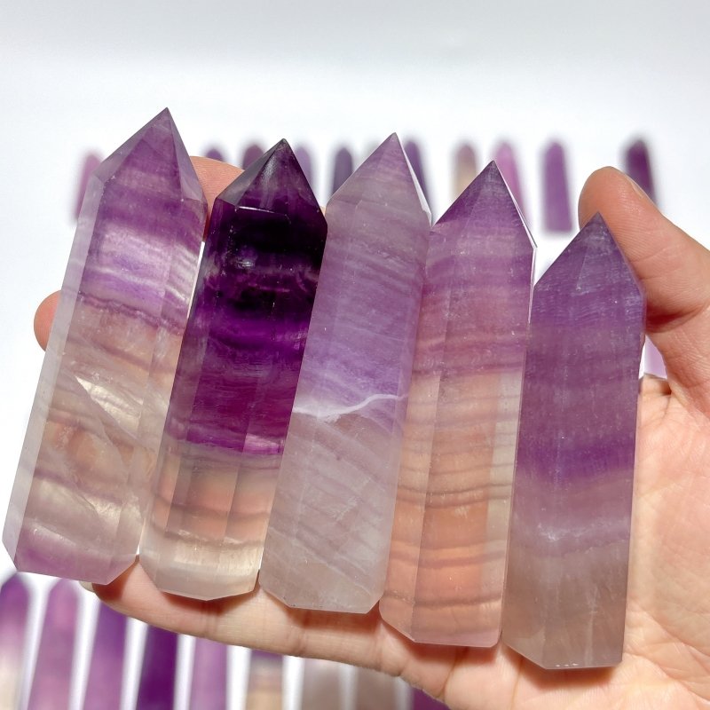 58 Pieces Purple Fluorite Points -Wholesale Crystals