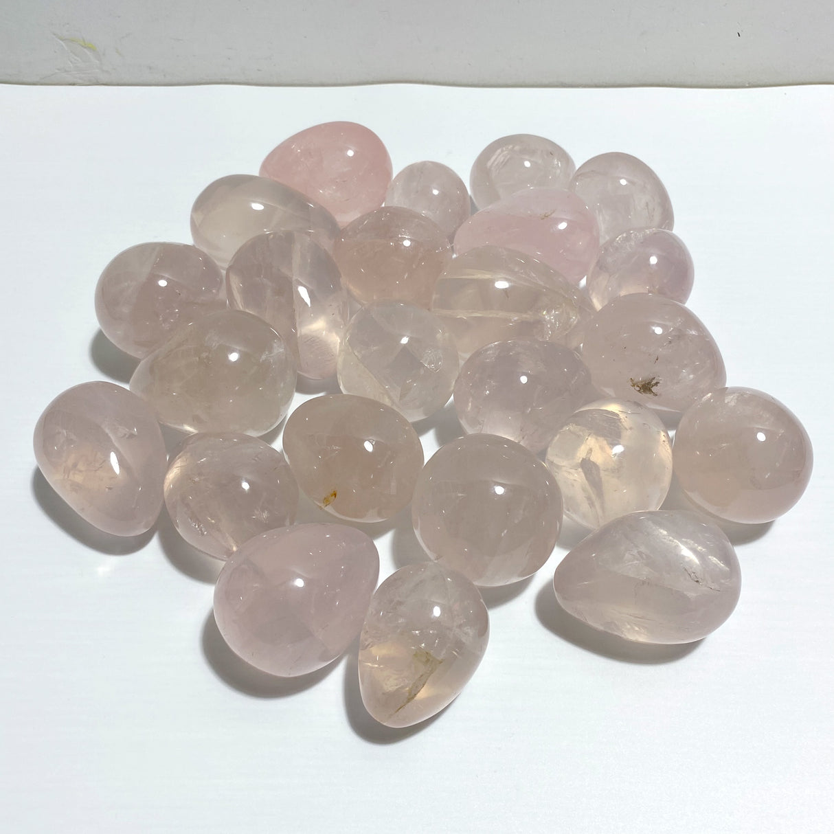 24 Pieces Six Star Line Rose Quartz Eggs With Rainbow