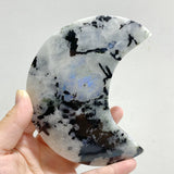 5 Pieces India Moonstone Moon Carving With Stand