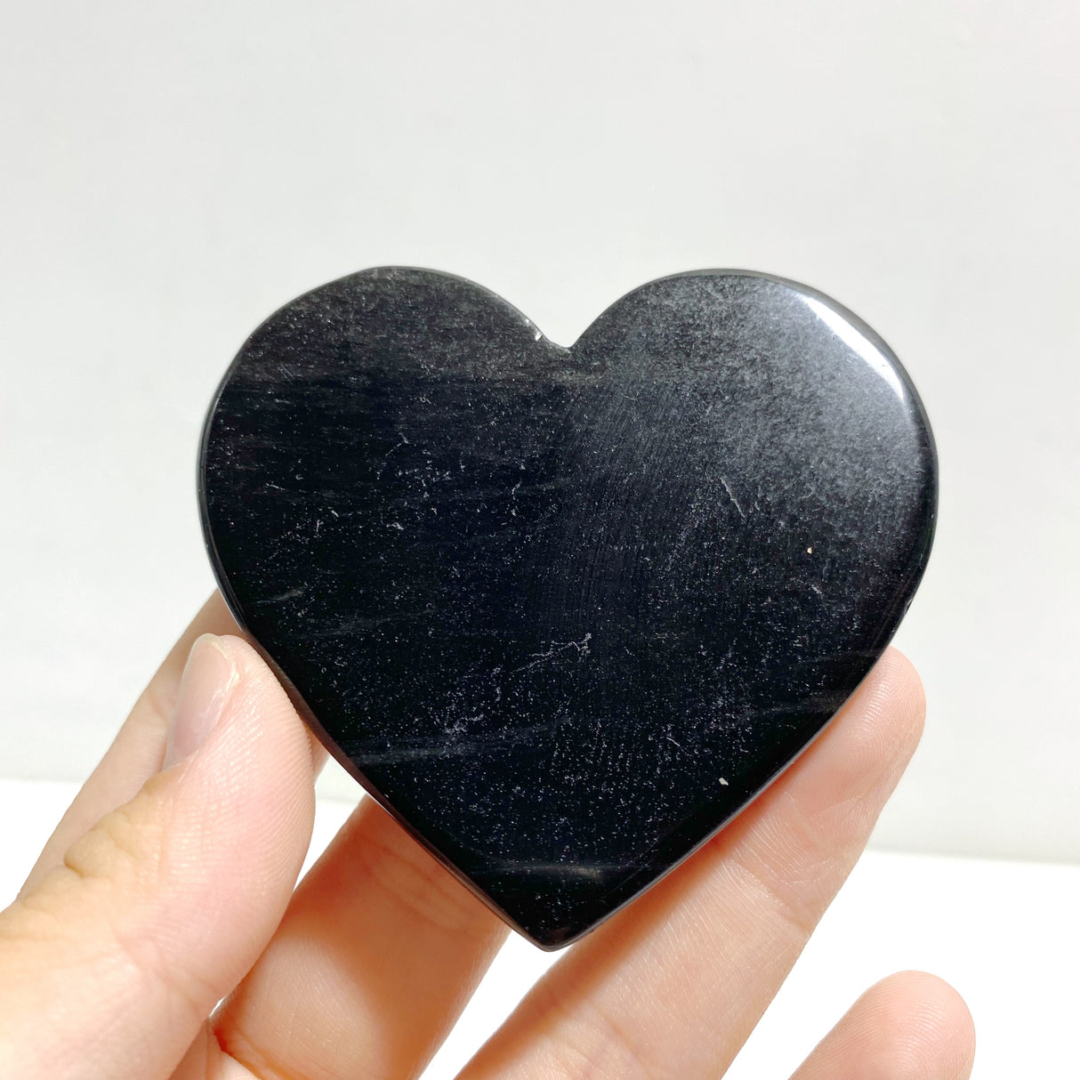 Unique Black Obsidian Heart Wing Carving With Stand