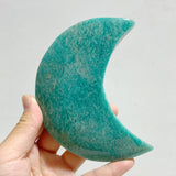 5 Pieces Large Amazonite Moon Carving With Stand