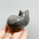 20 Pieces Silver Sheen Obsidian Sleeping Cat Carving