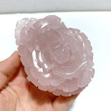 6 Pairs Beautiful Rose Quartz Flower Carving With Stand - Wholesale Crystals