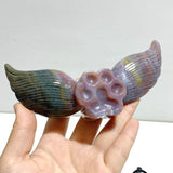 6 Pairs Ocean Jasper Cat Paw Wing Carving With Stand - Wholesale Crystals