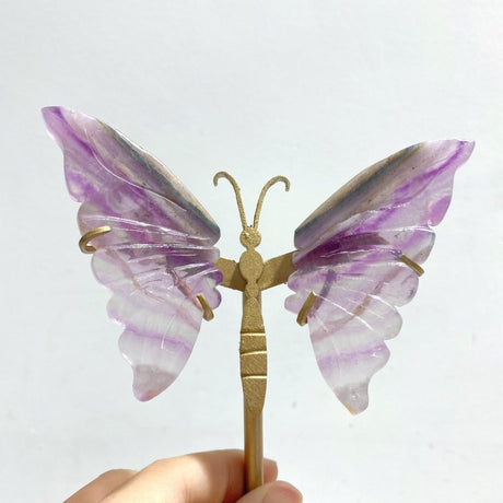 6 Pairs Small Fluorite Butterfly Wing Carving With Stand - Wholesale Crystals