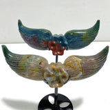 6 Pairs Unique Ocean Jasper Cat Paw Wing Carving With Stand - Wholesale Crystals