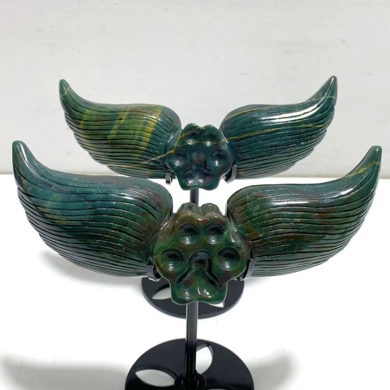 6 Pairs Unique Ocean Jasper Cat Paw Wing Carving With Stand - Wholesale Crystals