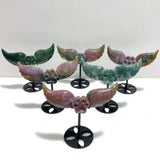 6 Pairs Unique Ocean Jasper Cat Paws Wing Carving With Stand - Wholesale Crystals