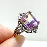 6 Pieces Ametrine Sugar Cube 925 Silver Ring - Wholesale Crystals