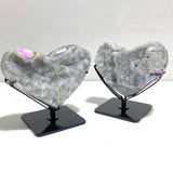 6 Pieces Aura Quartz Cluster Heart With Stand 1 - Wholesale Crystals