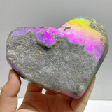 6 Pieces Aura Quartz Cluster Heart With Stand 1 - Wholesale Crystals