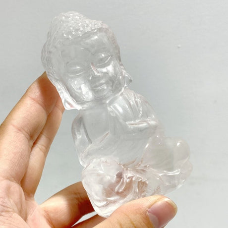 6 Pieces Beautiful Clear Quartz Buddha Carving - Wholesale Crystals