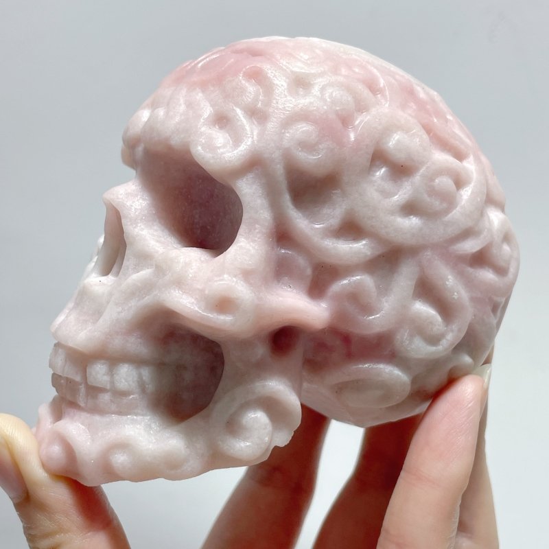 6 Pieces Beautiful Pink Opal Skull Carving - Wholesale Crystals