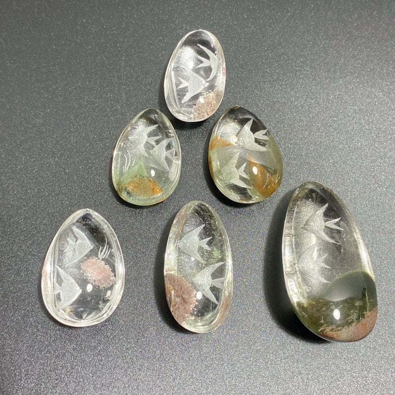 6 Pieces Fish Garden Quartz Inner Scene Carving -Wholesale Crystals