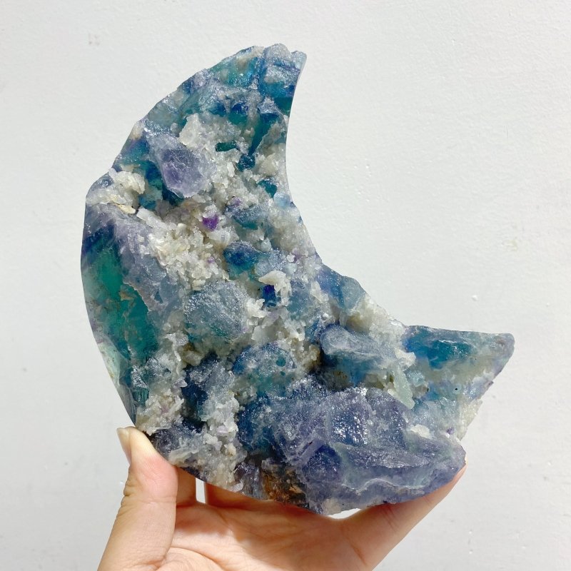 6 Pieces Fluorite Moon Carving With Stand -Wholesale Crystals
