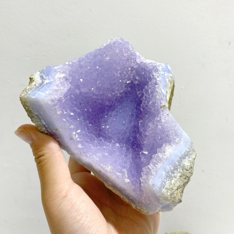 6 Pieces Geode Blue Chalcedony Druzy - Wholesale Crystals