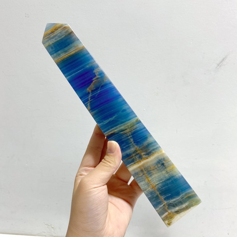 6 Pieces High Quality Blue Onyx Four-sided Tower Point -Wholesale Crystals