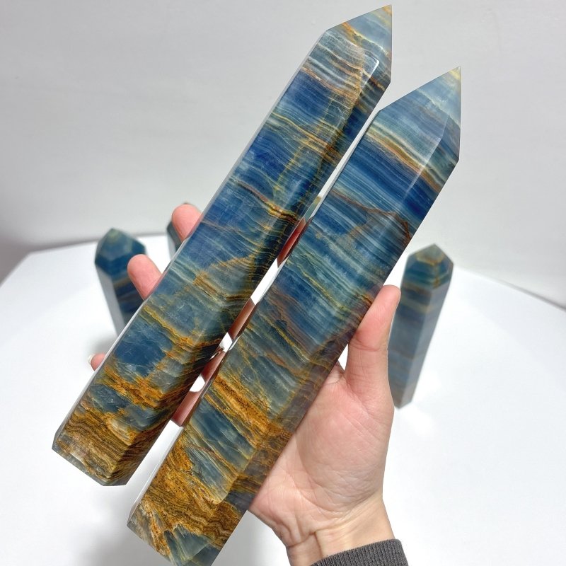 6 Pieces High Quality Deep Blue Onyx Tower - Wholesale Crystals