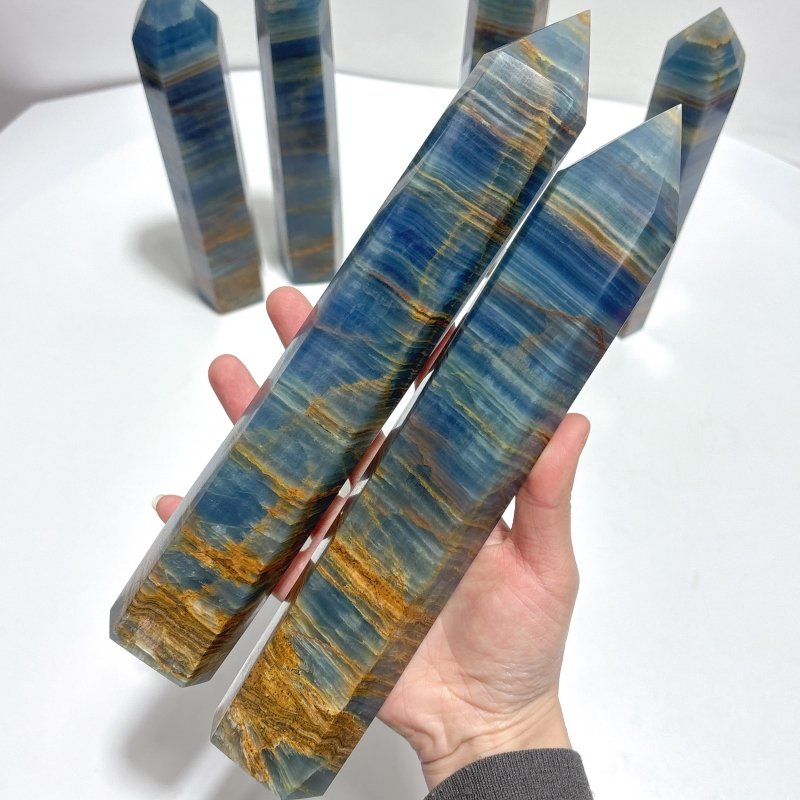 6 Pieces High Quality Deep Blue Onyx Tower - Wholesale Crystals