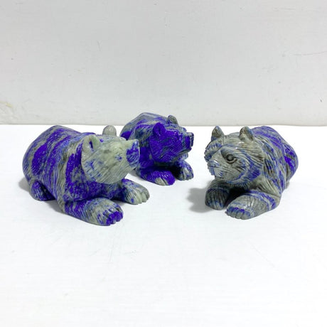 6 Pieces Lapis Lazuli Bears Carving - Wholesale Crystals