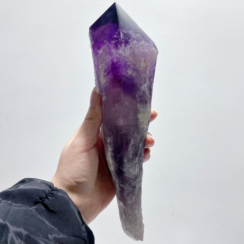 6 Pieces Large Beautiful Polished Amethyst Scepter Single Point 25.5 - 32.2cm - Wholesale Crystals