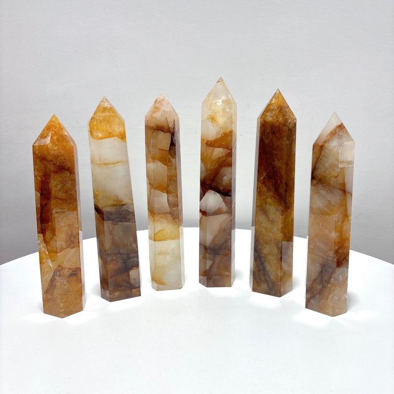 6 Pieces Large Golden Hematoid Tower - Wholesale Crystals